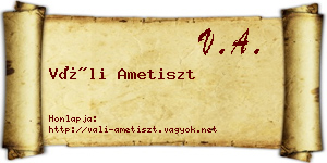 Váli Ametiszt névjegykártya